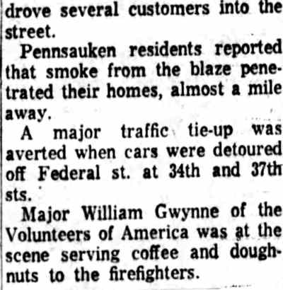 Flames Rake Warehouse in East Camden continued — Camden Courier-Post, December 22, 1961