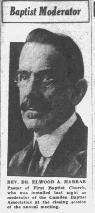 Rev. Dr. Elwood A. Harrar, Baptist Moderator, Camden Courier-Post, May 16, 1929