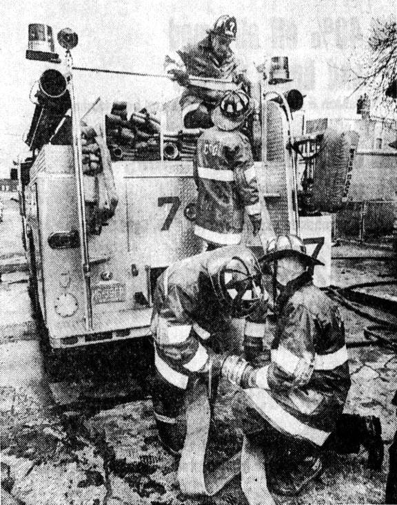 Engine 7 members in 1978, including Dick Prosser, Mike Galasso, Bob Gibson, Captain Van Istendal