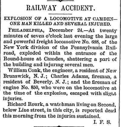 New York Daily Graphic, December 24, 1873, Railway Accident, Explosion of a Locomotive at Camden