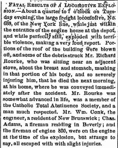 Camden Democrat, December 27, 1873, Fatal Results of a Locomotive Explosion