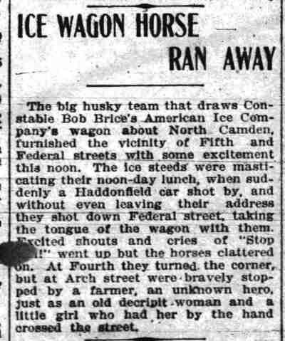 Camden Evening Courier, July 2, 1904 — Ice Wagon Horse Ran Away