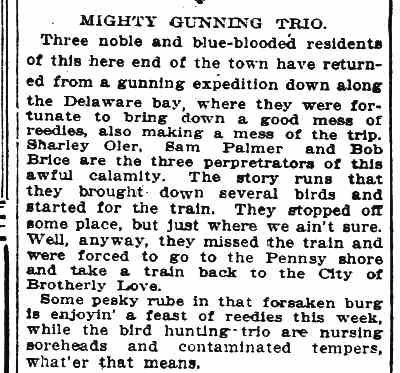 Camden Daily Courier, September 13, 1912 — Mighty Gunning Trio