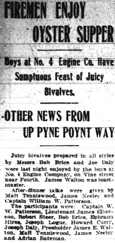 Camden Daily Courier, September 23, 1914 — Firemen Enjoy Oyster Supper