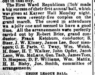 Camden Daily Telegram, January 2, 1895 — First Ward Republican Club annual ball