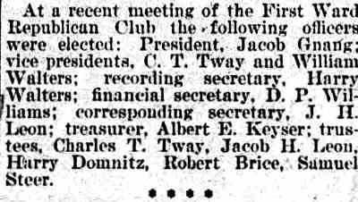 Camden Daily Telegram, January 2, 1896 — First Ward Republican Club officers