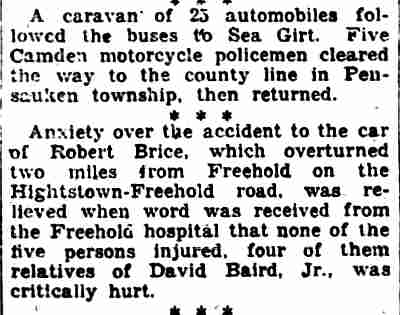 Camden Courier-Post, August 2, 1929 — Quintet in Crash (excerpt)