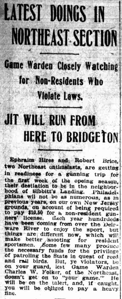 Camden Post-Telegram, August 28, 1915 — Latest Doings in Northeast Section