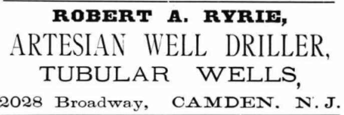 Robert Ryrie advertisement in the 1892 Camden City Directory