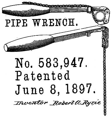 US Patent 583,947 — Pipe Wrench, June 8, 1897