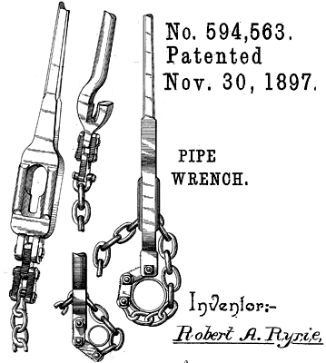 US Patent 594,563 — Pipe Wrench, November 30, 1897