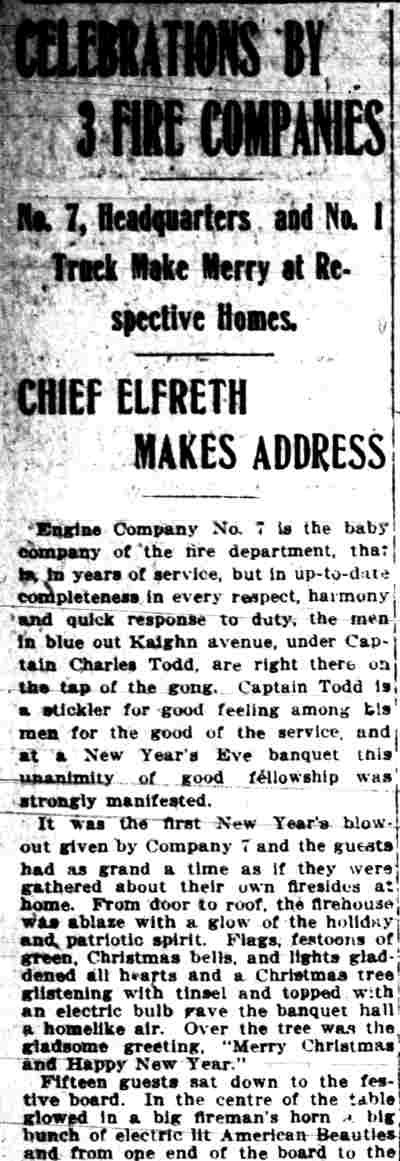 Camden Post-Telegram, January 2, 1913 — Celebrations by 3 Fire Companies