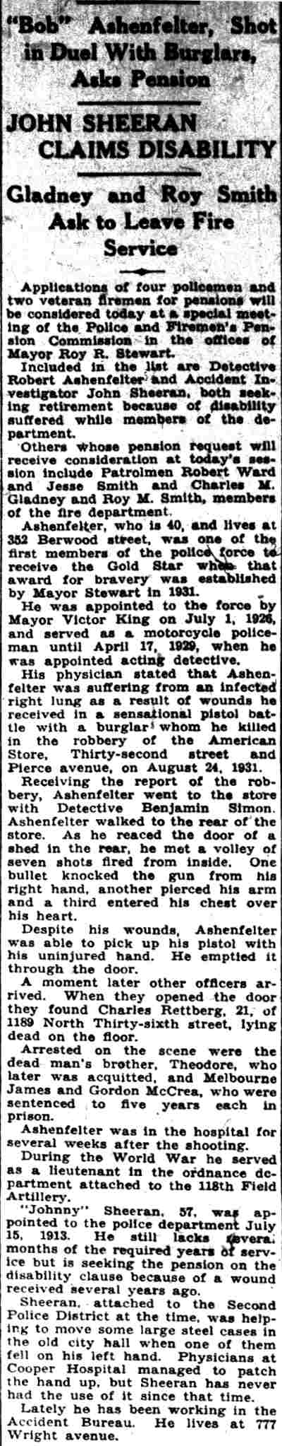 Gladney and Roy Smith Ask to Leave Fire Service — Camden Courier-Post, January 6, 1936