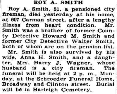 Obituary for Roy A. Smith, Camden Courier-Post, January 18, 1936
