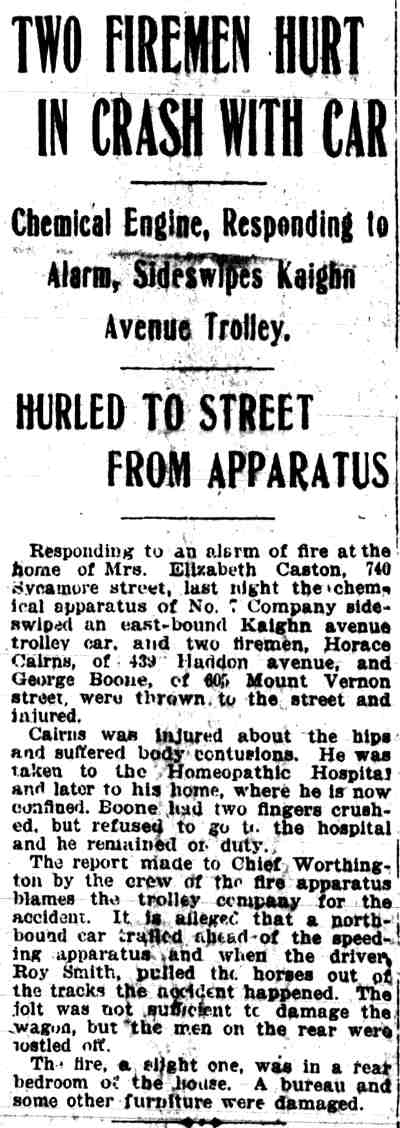 Camden Post-Telegram, March 25, 1914 — Two Firemen Hurt in Crash with Car