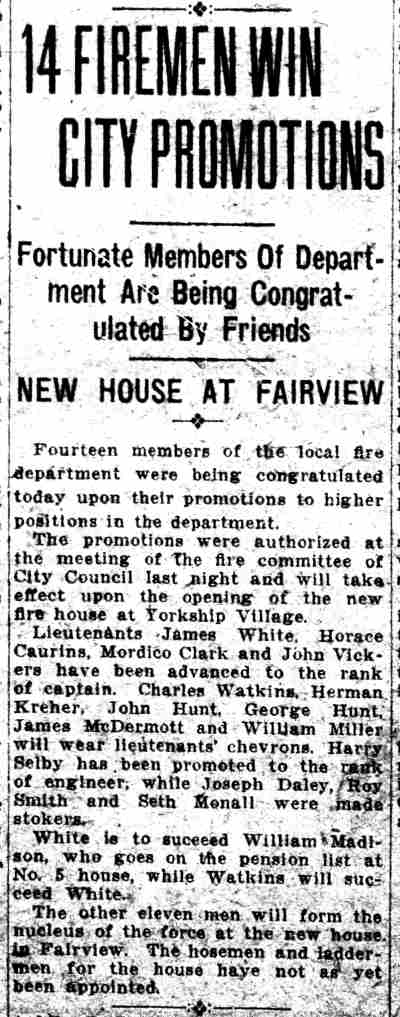 Camden Daily Courier, May 21, 1920 — 14 Firemen Win City Promotions