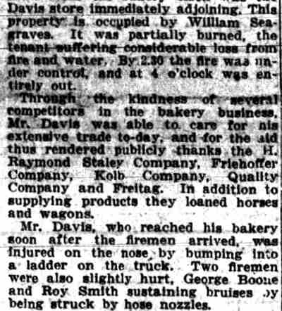 Camden Post-Telegram, December 16, 1912 — Flames Wrecked Big Davis Bakery (continued)