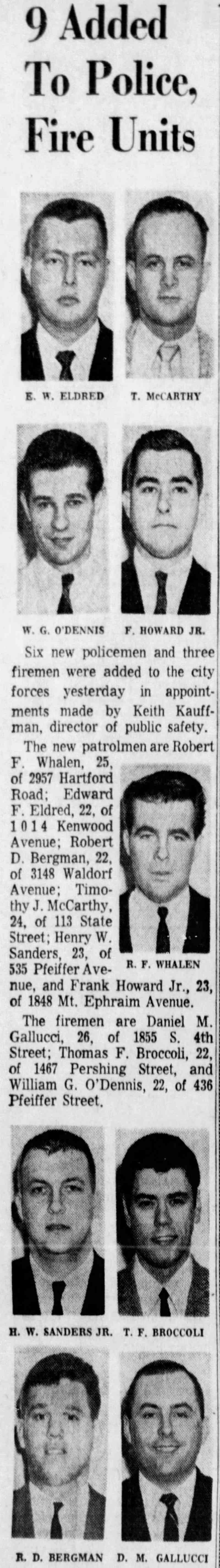 Camden Courier-Post, March 17, 1966 — 9 Added To Police, Fire Units