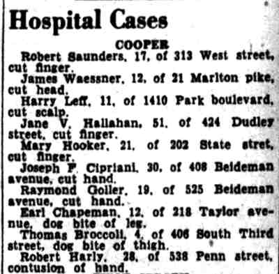 Hospital Cases, Camden Courier-Post, June 9, 1947