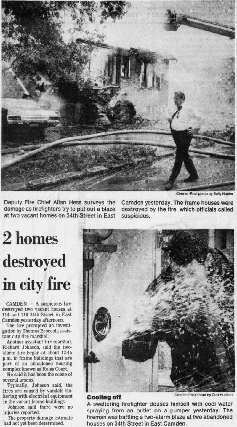 North 34th Street fire article, June 1987