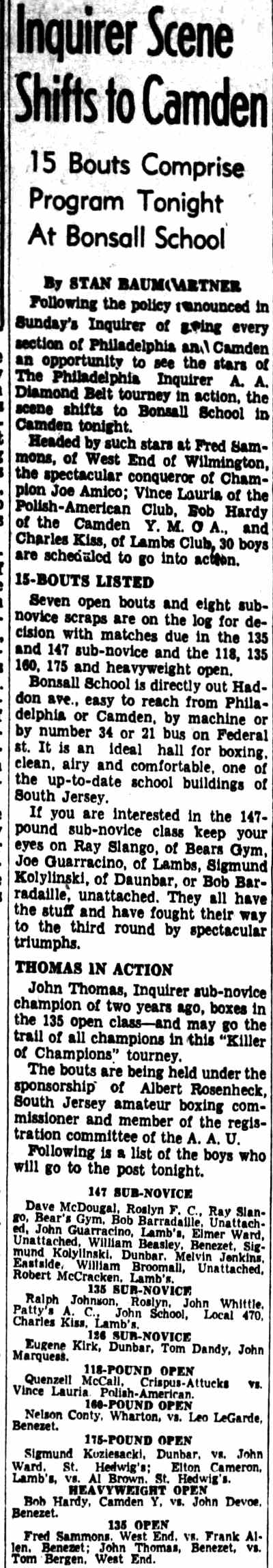 Inquirer Scene Shifts to Camden — Philadelphia Inquirer, January 25, 1939