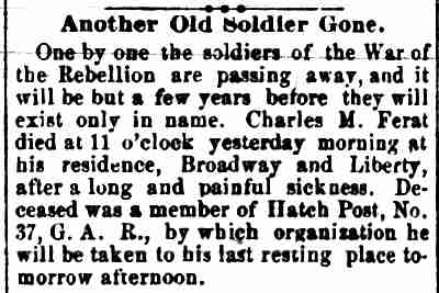 Camden Daily Courier, April 4, 1885 — Charles Michael Ferat
