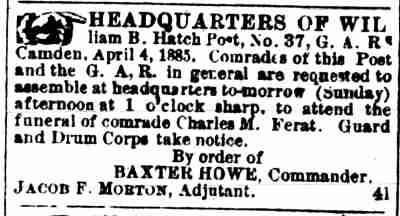 Camden Post, April 4, 1885 — Charles M. Ferat
