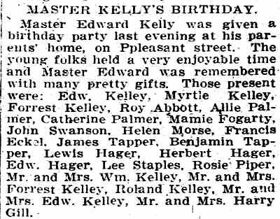 Camden Daily Courier, February 11, 1913, Master Kelly's birthday