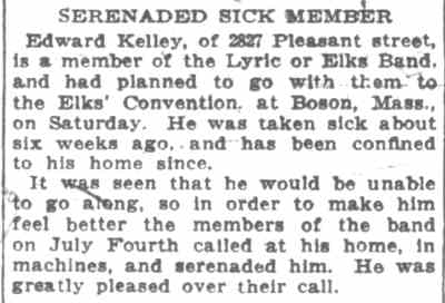 Camden Post-Telegram, July 7, 1924, serenaded sick member