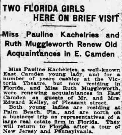 Camden Post-Telegram, August 12, 1925, two Florida girls here on brief visit