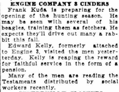 Camden Daily Courier, September 16, 1921 — Engine Company 3 Cinders
