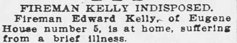 Camden Daily Courier, October 16, 1912, fireman Kelly indisposed