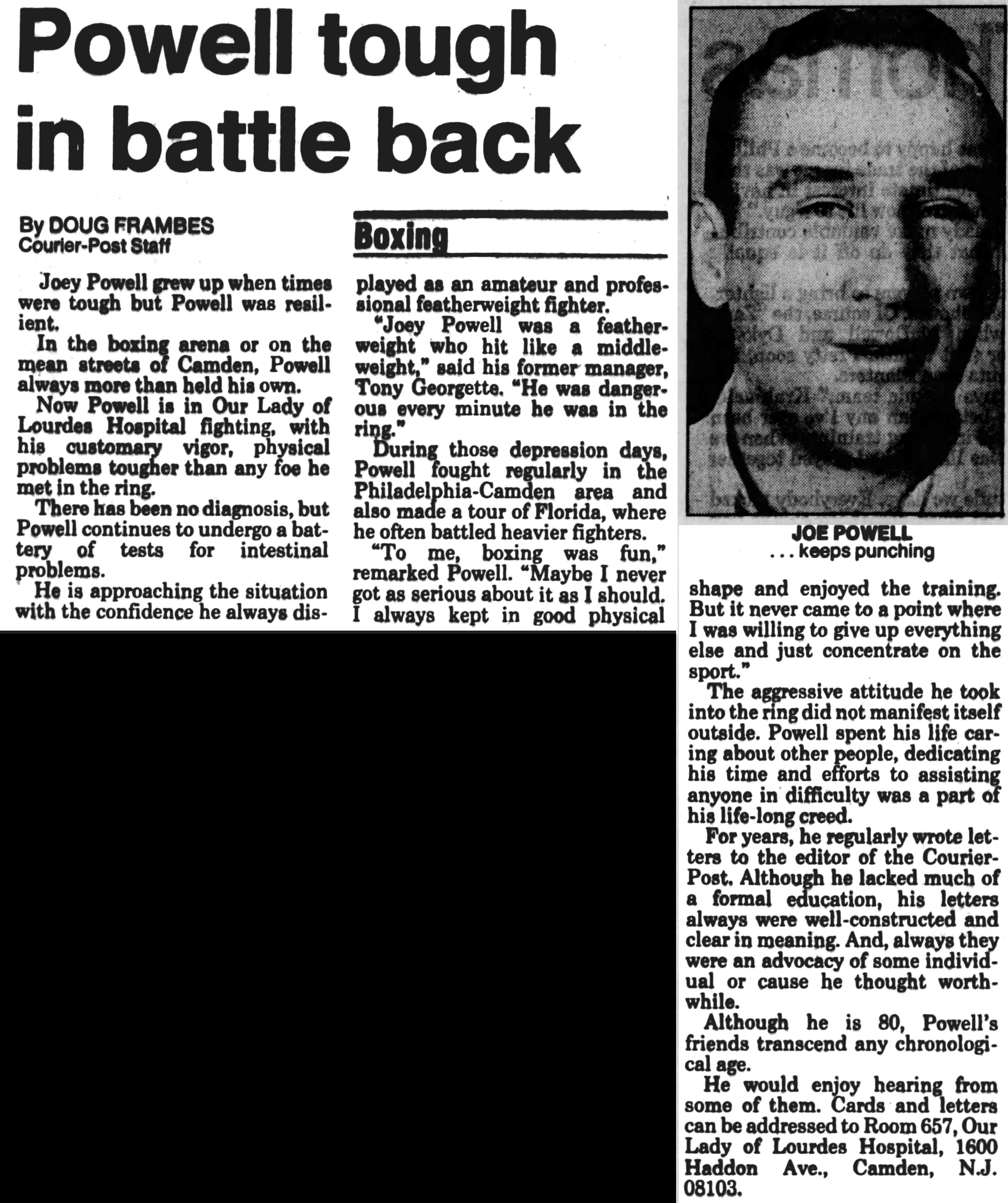 Powell tough in battle back, Camden Courier-Post, May 18, 1990