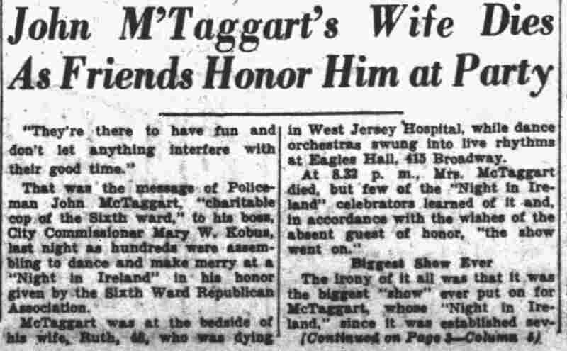 McTaggart wife dies March 17 1937 page 1