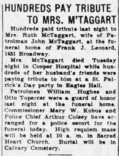 Hundreds pay tribute to Mrs McTaggart March 20 1937