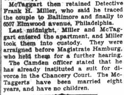 Camden Courier-Post clipping, March 25, 1928 — Policeman's Wife Taken in Apartment (part 2)