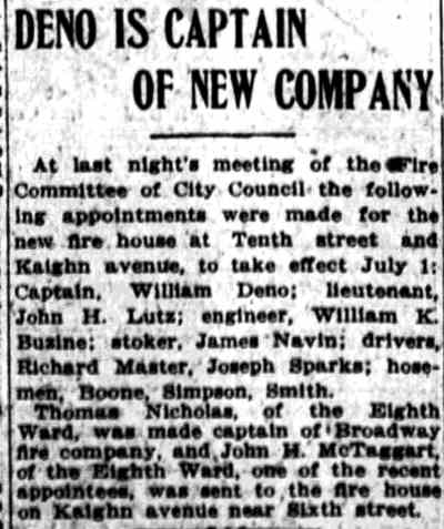 Camden Post-Telegram, June 24, 1910 — Deno Is Captain of New Company