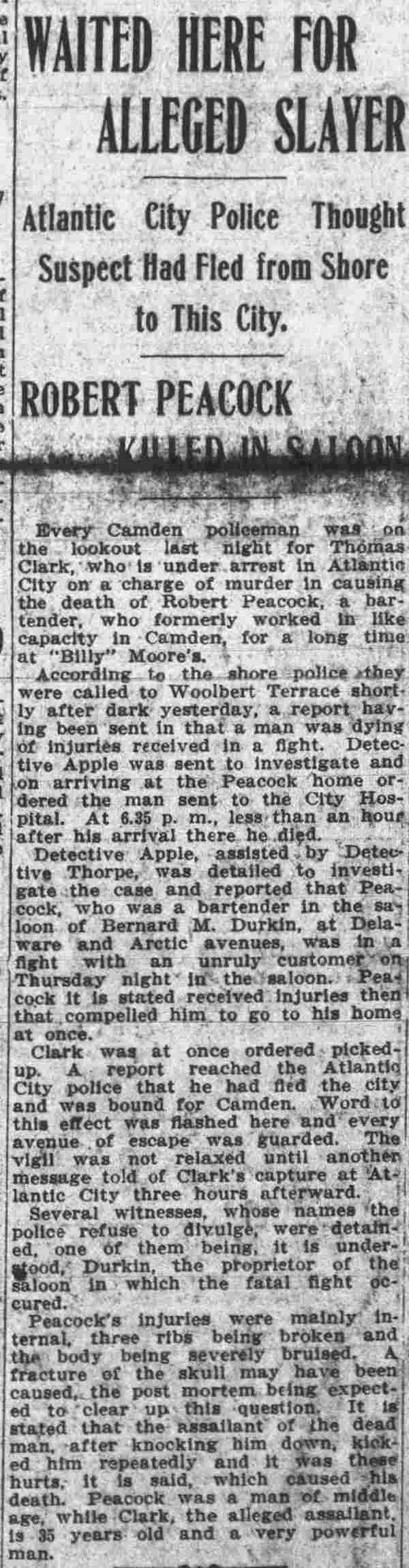 Waited Here for Alleged Slayer, Camden Post-Telegram, December 30, 1911