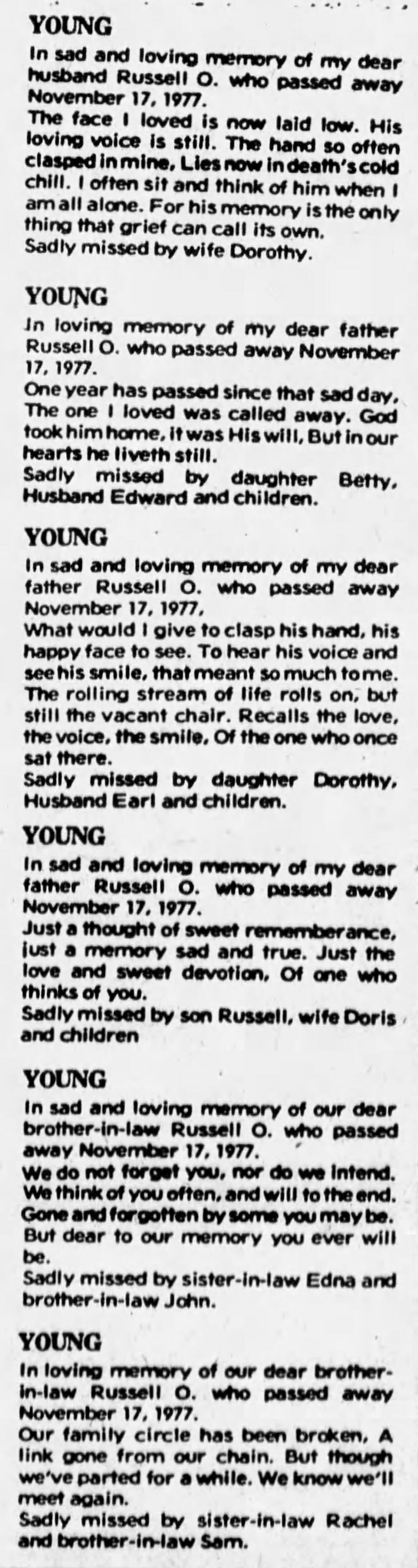 In Memoriam — Russell O. Young