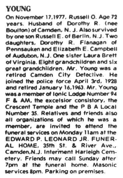 Death notice — Russell O. Young