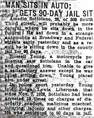 Man Sits in Auto; Gets 90-Day Jail Sit