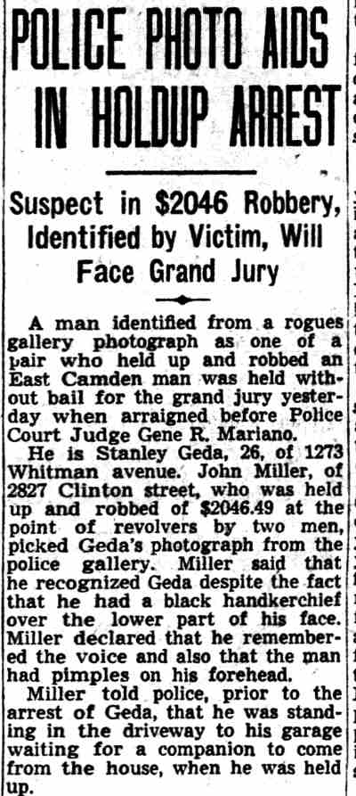 Police Photo Aids in Holdup Arrest article, part 1
