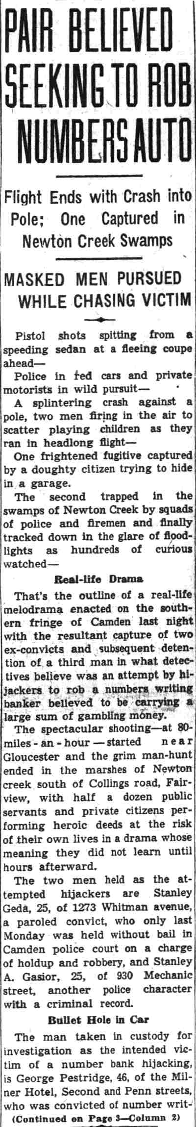 Pair believed seeking to rob numbers auto October 31 1940 article