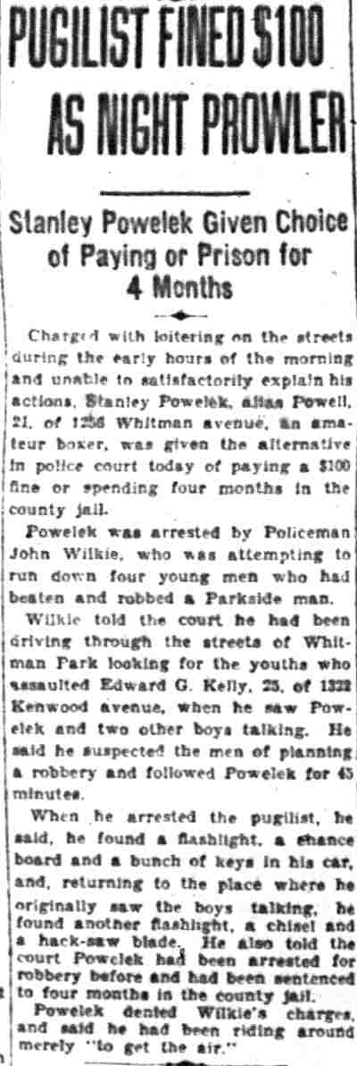 Camden Courier-Post, March 23, 1929 — Pugilist Fined $100 as Night Prowler