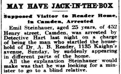 Philadelphia Inquirer clipping, June 6, 1905 — Emil Steinhauer, 452 Henry Street