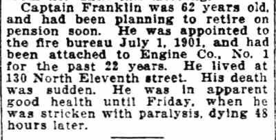 Camden Evening Courier, January 31, 1927 — Fire Captain Scott Dies, continued