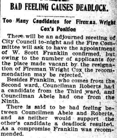 Camden Daily Courier, July 7, 1901 — Bad Feeling Causes Deadlock