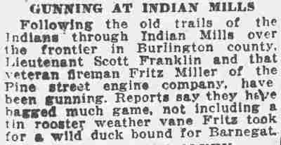 Camden Daily Courier, November 16, 1921 — Gunning at Indian Mills