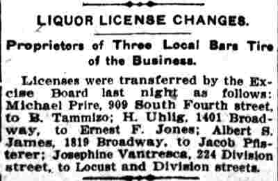 Camden Post-Telegram article about liquor license changes, September 2, 1909