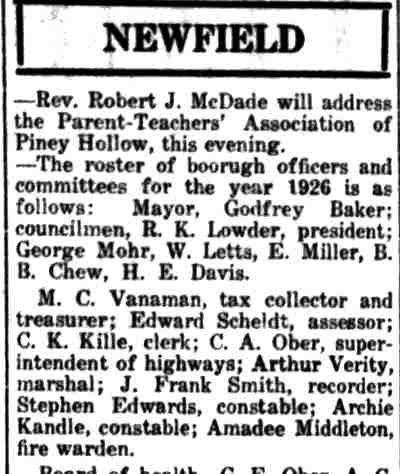 Wife's illness notice January 14, 1926
